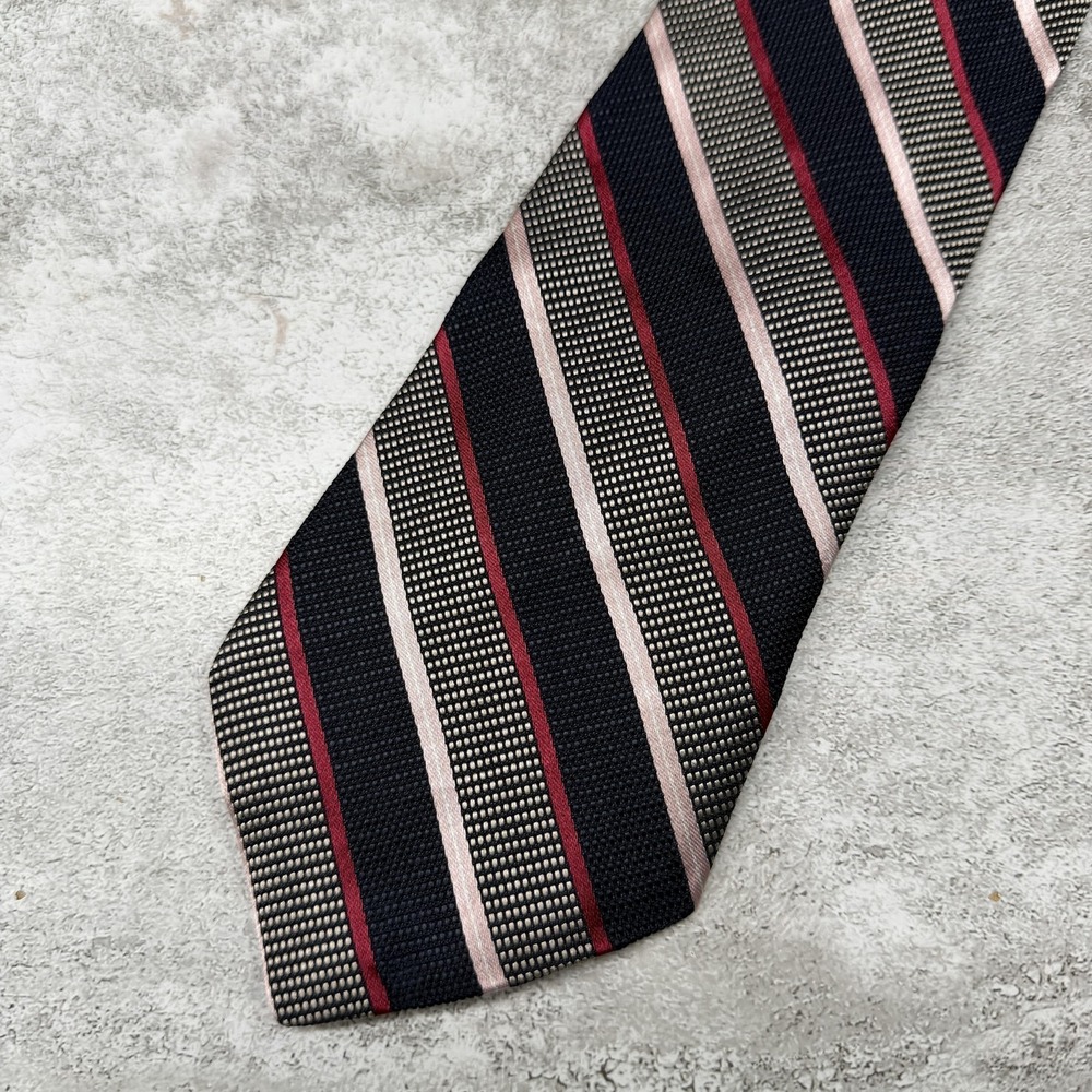 Express Silk Tie Mens One Size Black Striped 100% Silk Made In USA Necktie